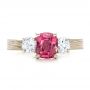 14k White Gold Custom Sapphire Diamond And Mokume Engagement Ring - Top View -  100771 - Thumbnail