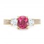 18k Yellow Gold 18k Yellow Gold Custom Sapphire Diamond And Mokume Engagement Ring - Top View -  100771 - Thumbnail