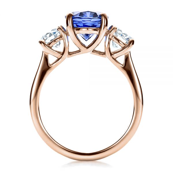 18k Rose Gold 18k Rose Gold Custom Sapphire And Diamond Engagement Ring - Front View -  1471