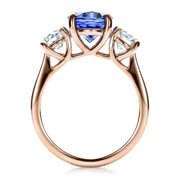 14k Rose Gold 14k Rose Gold Custom Sapphire And Diamond Engagement Ring - Front View - 1471