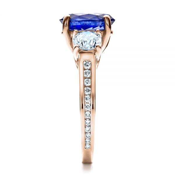 14k Rose Gold 14k Rose Gold Custom Sapphire And Diamond Engagement Ring - Side View -  1471