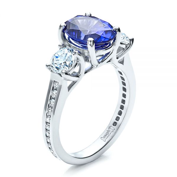 Custom Sapphire and Diamond Engagement Ring - Image