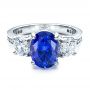  Platinum Custom Sapphire And Diamond Engagement Ring - Flat View -  1471 - Thumbnail