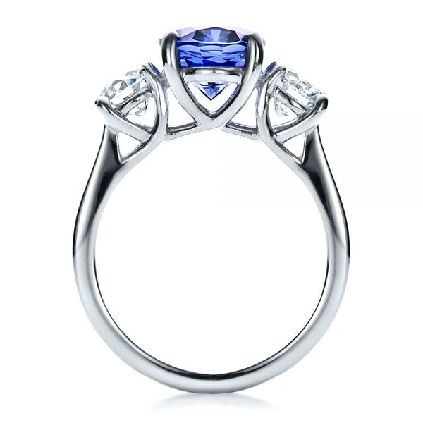 Platinum Custom Sapphire And Diamond Engagement Ring - Front View - 1471