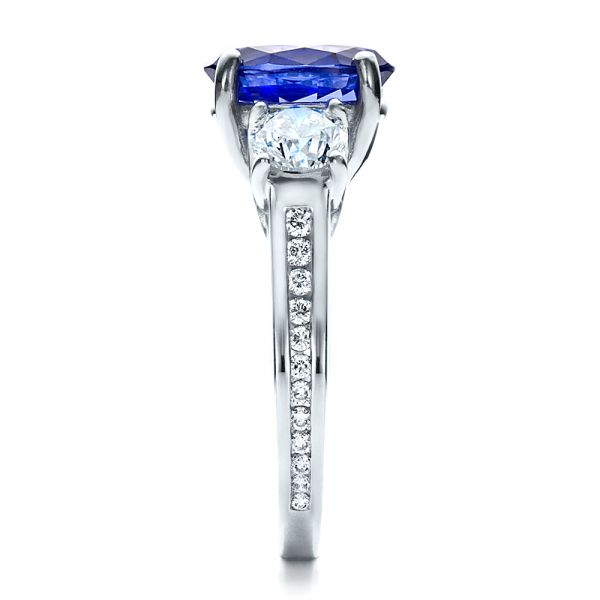Platinum Custom Sapphire And Diamond Engagement Ring - Side View - 1471