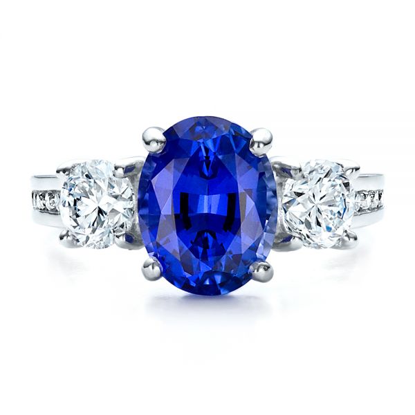 Platinum Custom Sapphire And Diamond Engagement Ring - Top View - 1471