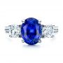  Platinum Custom Sapphire And Diamond Engagement Ring - Top View -  1471 - Thumbnail