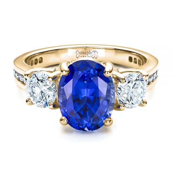 14k Yellow Gold 14k Yellow Gold Custom Sapphire And Diamond Engagement Ring - Flat View -  1471