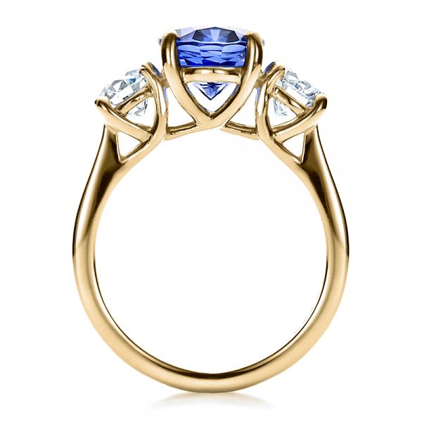 14k Yellow Gold 14k Yellow Gold Custom Sapphire And Diamond Engagement Ring - Front View -  1471