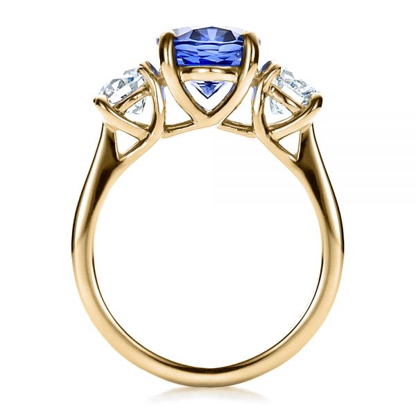 14k Yellow Gold 14k Yellow Gold Custom Sapphire And Diamond Engagement Ring - Front View - 1471
