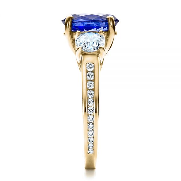 18k Yellow Gold 18k Yellow Gold Custom Sapphire And Diamond Engagement Ring - Side View -  1471
