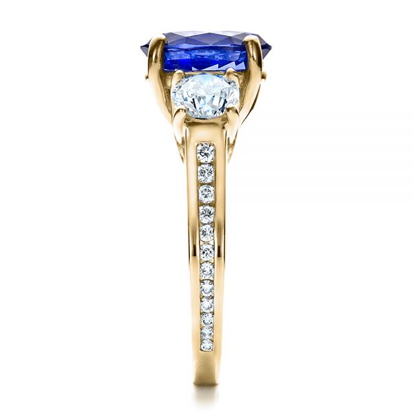 14k Yellow Gold 14k Yellow Gold Custom Sapphire And Diamond Engagement Ring - Side View - 1471
