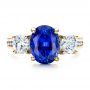 14k Yellow Gold 14k Yellow Gold Custom Sapphire And Diamond Engagement Ring - Top View -  1471 - Thumbnail