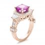 14k Rose Gold 14k Rose Gold Custom Sapphire And Diamond Halo Engagement Ring - Three-Quarter View -  100270 - Thumbnail