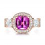 18k Rose Gold 18k Rose Gold Custom Sapphire And Diamond Halo Engagement Ring - Top View -  100270 - Thumbnail