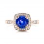 14k Rose Gold 14k Rose Gold Custom Sapphire And Diamond Halo Engagement Ring - Top View -  102036 - Thumbnail