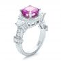 18k White Gold 18k White Gold Custom Sapphire And Diamond Halo Engagement Ring - Three-Quarter View -  100270 - Thumbnail