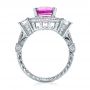 18k White Gold 18k White Gold Custom Sapphire And Diamond Halo Engagement Ring - Front View -  100270 - Thumbnail