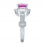 18k White Gold 18k White Gold Custom Sapphire And Diamond Halo Engagement Ring - Side View -  100270 - Thumbnail