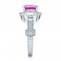 14k White Gold Custom Sapphire And Diamond Halo Engagement Ring - Side View -  100270 - Thumbnail