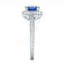 14k White Gold 14k White Gold Custom Sapphire And Diamond Halo Engagement Ring - Side View -  102036 - Thumbnail