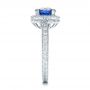  Platinum Custom Sapphire And Diamond Halo Engagement Ring - Side View -  102036 - Thumbnail