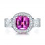  Platinum Platinum Custom Sapphire And Diamond Halo Engagement Ring - Top View -  100270 - Thumbnail