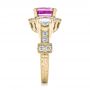 18k Yellow Gold 18k Yellow Gold Custom Sapphire And Diamond Halo Engagement Ring - Side View -  100270 - Thumbnail