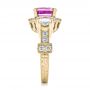 18k Yellow Gold 18k Yellow Gold Custom Sapphire And Diamond Halo Engagement Ring - Side View -  100270 - Thumbnail