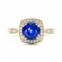 18k Yellow Gold 18k Yellow Gold Custom Sapphire And Diamond Halo Engagement Ring - Top View -  102036 - Thumbnail