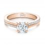 14k Rose Gold 14k Rose Gold Custom Shared Prong Diamond Engagement Ring - Flat View -  100280 - Thumbnail
