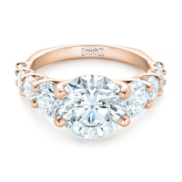 14k Rose Gold 14k Rose Gold Custom Shared Prong Diamond Engagement Ring - Flat View - 102184