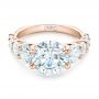 18k Rose Gold 18k Rose Gold Custom Shared Prong Diamond Engagement Ring - Flat View -  102184 - Thumbnail