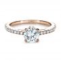 18k Rose Gold 18k Rose Gold Custom Shared Prong Diamond Engagement Ring - Flat View -  1160 - Thumbnail