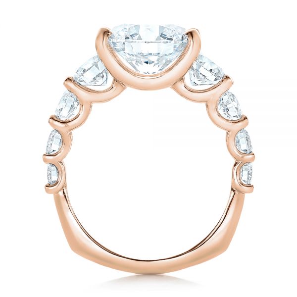 18k Rose Gold 18k Rose Gold Custom Shared Prong Diamond Engagement Ring - Front View -  102184