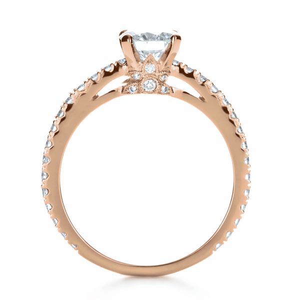 14k Rose Gold 14k Rose Gold Custom Shared Prong Diamond Engagement Ring - Front View -  1160