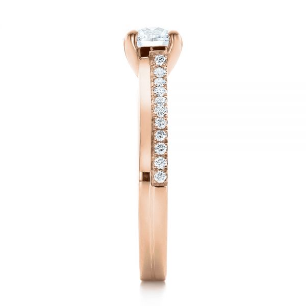 18k Rose Gold 18k Rose Gold Custom Shared Prong Diamond Engagement Ring - Side View -  100280