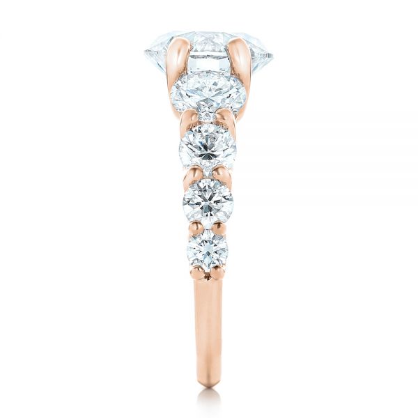 14k Rose Gold 14k Rose Gold Custom Shared Prong Diamond Engagement Ring - Side View - 102184