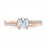 14k Rose Gold 14k Rose Gold Custom Shared Prong Diamond Engagement Ring - Top View -  100280 - Thumbnail