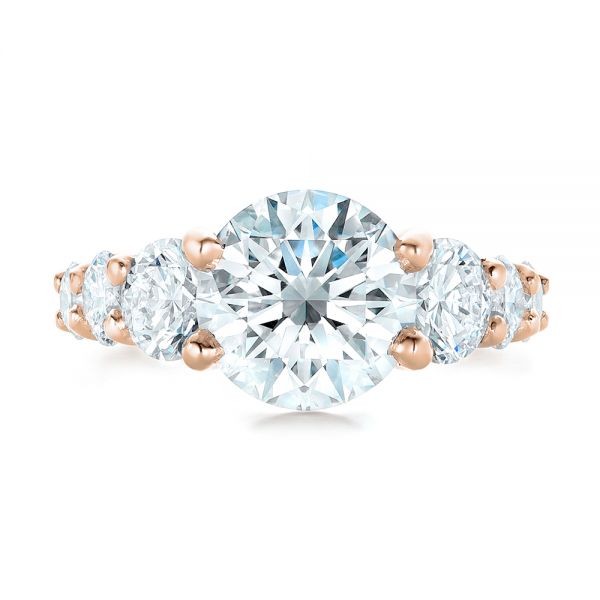 14k Rose Gold 14k Rose Gold Custom Shared Prong Diamond Engagement Ring - Top View -  102184