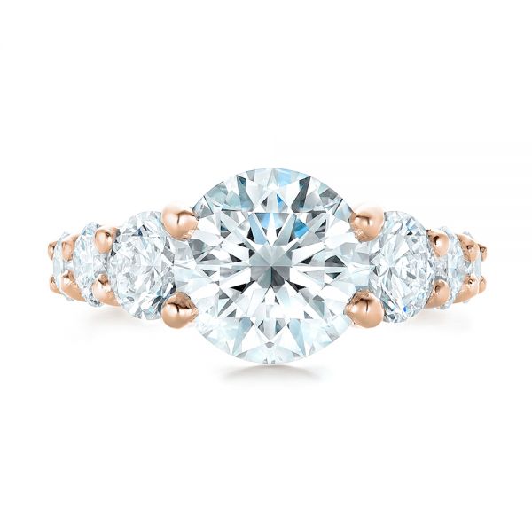 14k Rose Gold 14k Rose Gold Custom Shared Prong Diamond Engagement Ring - Top View - 102184