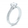 18k White Gold 18k White Gold Custom Shared Prong Diamond Engagement Ring - Three-Quarter View -  100280 - Thumbnail