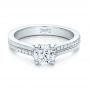  Platinum Custom Shared Prong Diamond Engagement Ring - Flat View -  100280 - Thumbnail