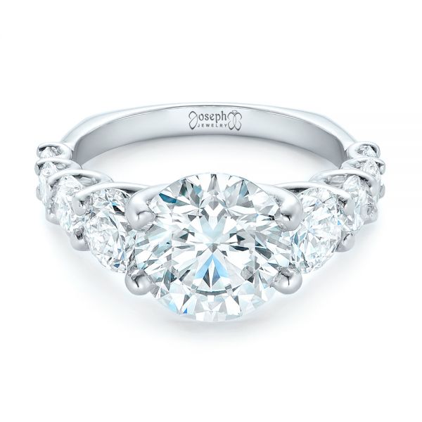 18k White Gold 18k White Gold Custom Shared Prong Diamond Engagement Ring - Flat View -  102184
