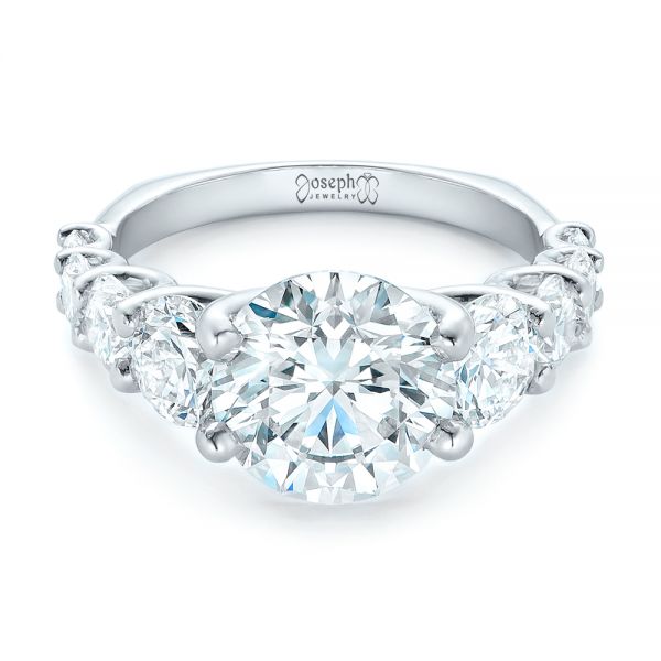  Platinum Custom Shared Prong Diamond Engagement Ring - Flat View -  102184