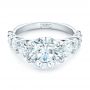  Platinum Custom Shared Prong Diamond Engagement Ring - Flat View -  102184 - Thumbnail