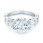  Platinum Custom Shared Prong Diamond Engagement Ring - Flat View -  102184 - Thumbnail