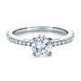 Platinum Custom Shared Prong Diamond Engagement Ring - Flat View -  1160 - Thumbnail