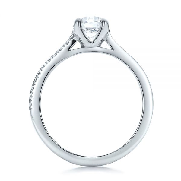 18k White Gold 18k White Gold Custom Shared Prong Diamond Engagement Ring - Front View -  100280