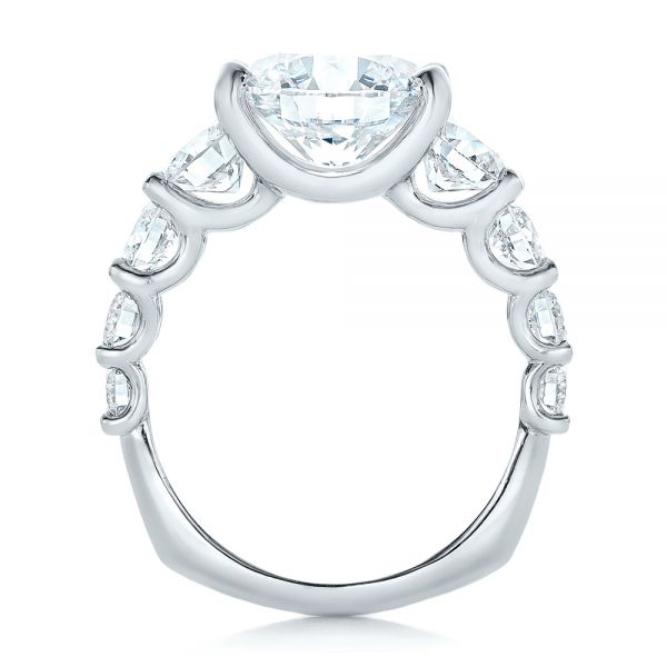  Platinum Custom Shared Prong Diamond Engagement Ring - Front View -  102184